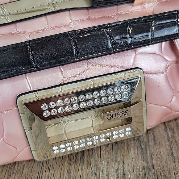 Guess vintage 90s satin boudour mini clutch bag in faux crocodile leather - Picture 2 of 15